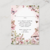Fairy Bee Floral Bouquet Diaper Raffle Baby Girl Informatiekaartje (Achterkant)