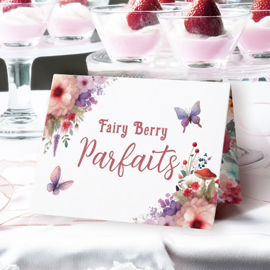 Fairy Berry Parfaits Verjaardagsbuffet Label Kaart