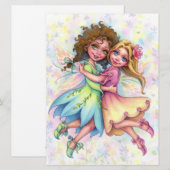 Fairy Besties Cute Girl Friends Fantasy Art Kaart (Voorkant / Achterkant)