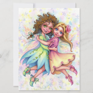 Fairy Besties Cute Girl Friends Fantasy Art Kaart