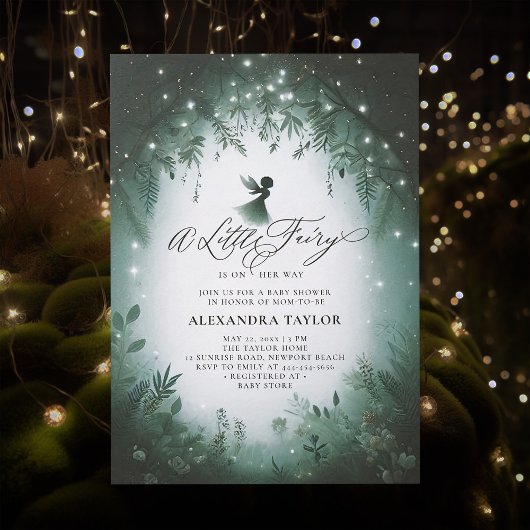Fairy betoverde bos smaragd baby meisje douche kaart