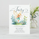 Fairy betoverde smaragd tuin baby meisje douche kaart (Staand voorkant)