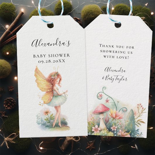 Fairy betoverde tuin paddestoel baby meisje douche cadeaulabel