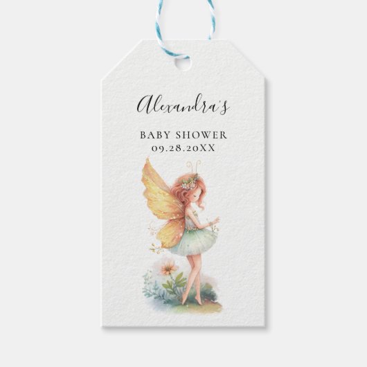 Fairy betoverde tuin paddestoel baby meisje douche cadeaulabel (Voorkant)