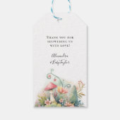 Fairy betoverde tuin paddestoel baby meisje douche cadeaulabel (Achterkant)