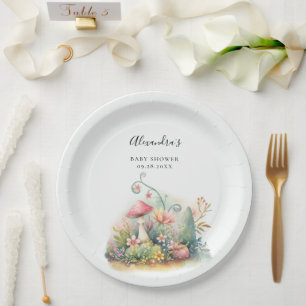 Fairy betoverde tuin paddestoel baby meisje douche papieren bordje