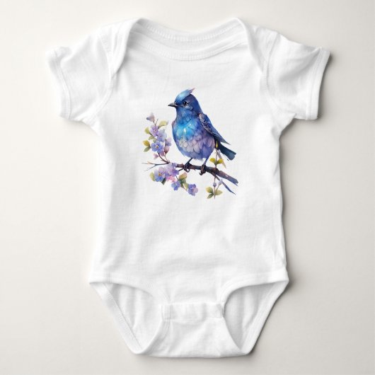 Fairy Bird Flowers waterverf Clipart-73611 Romper (Voorkant)