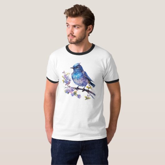 Fairy Bird Flowers waterverf Clipart-73611 T-shirt (Voorkant volledig)
