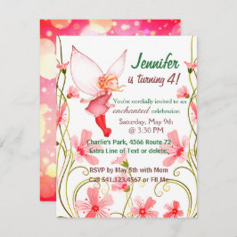 Fairy Birthday Child Girl Invitation Kaart