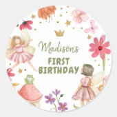 Fairy Birthday Enchanted Forest Fairy Favors Ronde Sticker (Voorkant)