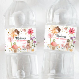Fairy Birthday Forest Fairy First Party Girl Pink Waterfles Etiket