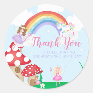 Fairy Birthday, geweldig bedankt Ronde Sticker