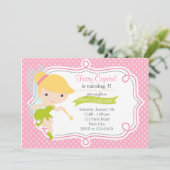 Fairy Birthday Invitation for Girls (roze groen) Kaart (Staand voorkant)