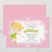 Fairy Birthday Invitation for Girls (roze groen) Kaart (Voorkant / Achterkant)