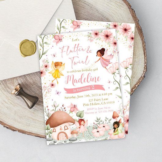 Fairy Birthday Invitation Girl Magical Garden Kaart