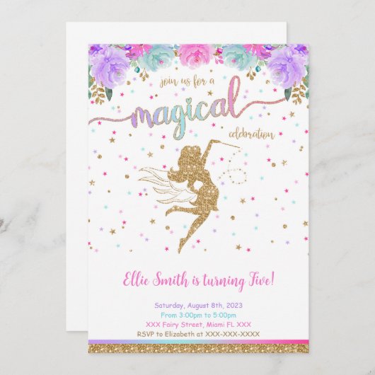 Fairy Birthday Invitation Kaart (Voorkant / Achterkant)