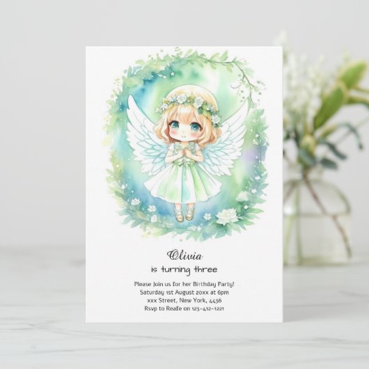 Fairy Birthday Invitation Kaart (Staand voorkant)