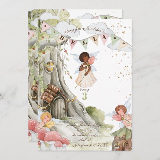 Fairy Birthday Invitation Kaart (Voorkant / Achterkant)