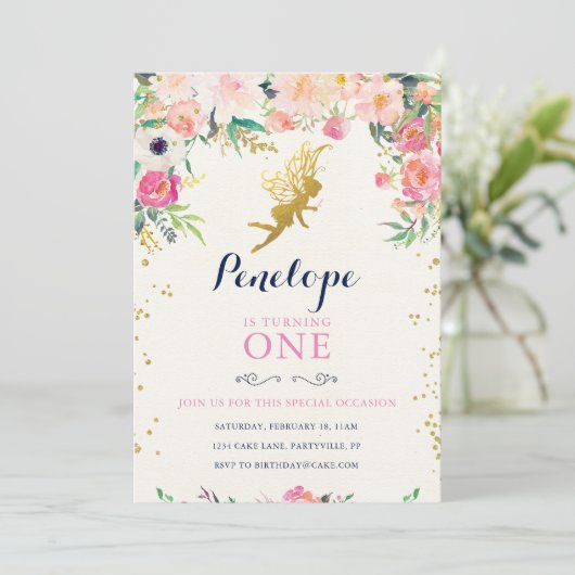 Fairy Birthday Invitation Kaart (Staand voorkant)