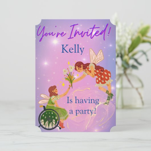Fairy Birthday Invitation Kaart (Staand voorkant)