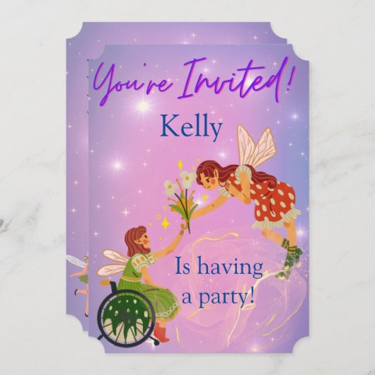 Fairy Birthday Invitation Kaart (Voorkant / Achterkant)