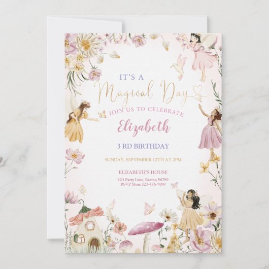 Fairy Birthday Invitation Kaart (Voorkant)