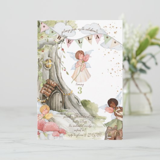 Fairy Birthday Invitation Kaart (Staand voorkant)