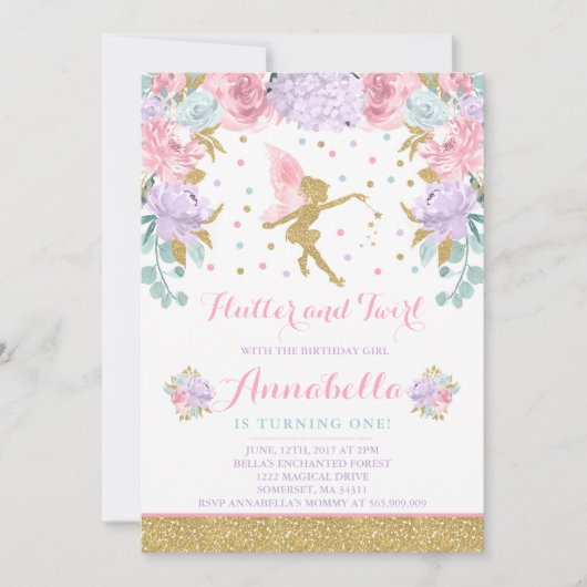 Fairy Birthday Invitation Whimsical Magical Party Kaart (Voorkant)