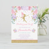 Fairy Birthday Invitation Whimsical Magical Party Kaart (Staand voorkant)