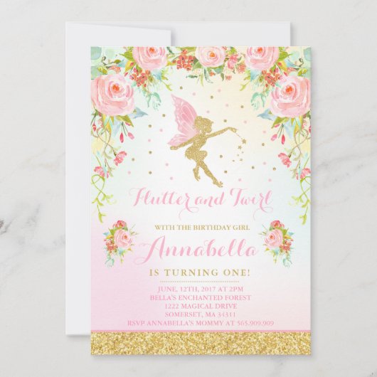 Fairy Birthday Invitation Whimsical Magical Party Kaart (Voorkant)