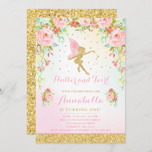 Fairy Birthday Invitation Whimsical Magical Party Kaart (Voorkant / Achterkant)