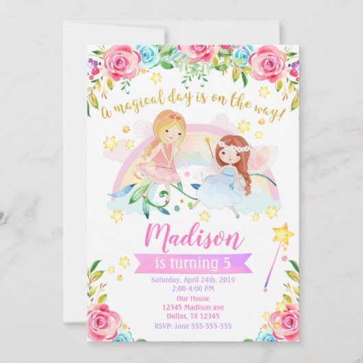 Fairy Birthday Invitation Whimsical Magical Party Kaart (Voorkant)