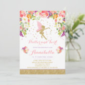 Fairy Birthday Invitation Whimsical Magical Party Kaart (Staand voorkant)