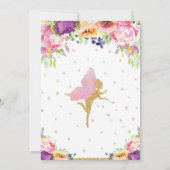 Fairy Birthday Invitations Paarse Floral Whimsical Kaart (Achterkant)