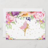 Fairy Birthday Invitations Paarse Floral Whimsical Kaart (Achterkant)