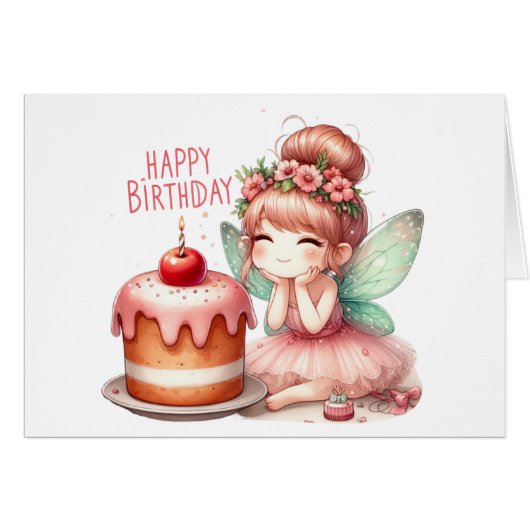 Fairy Birthday Kaart (Voorkant Horizontaal)
