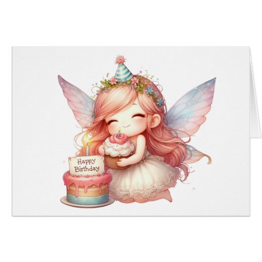 Fairy Birthday Kaart (Voorkant Horizontaal)