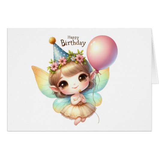 Fairy Birthday Kaart (Voorkant Horizontaal)