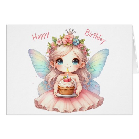 Fairy Birthday Kaart (Voorkant Horizontaal)