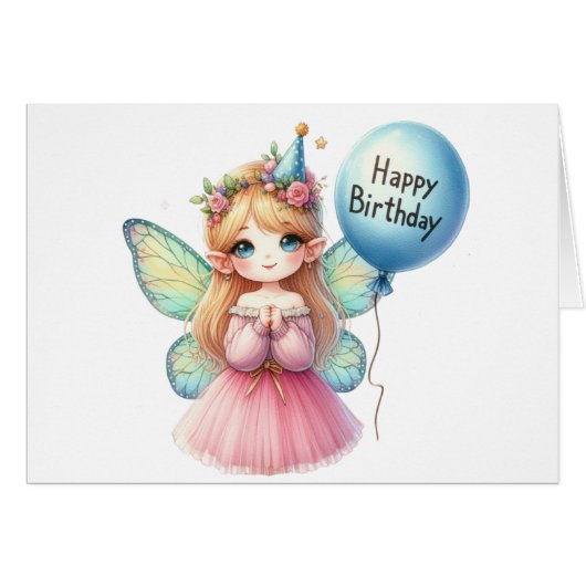 Fairy Birthday Kaart (Voorkant Horizontaal)