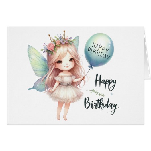 Fairy Birthday Kaart (Voorkant Horizontaal)
