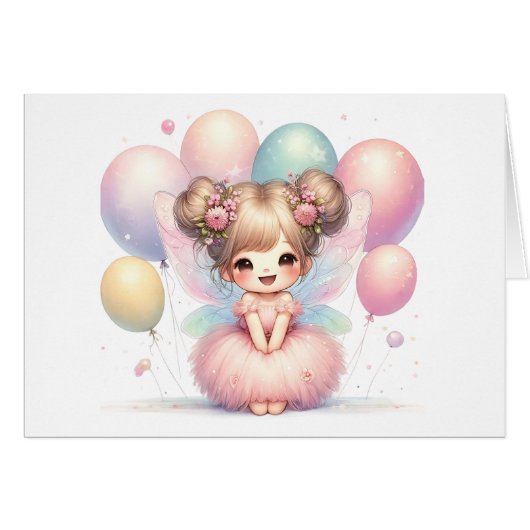Fairy Birthday Kaart (Voorkant Horizontaal)