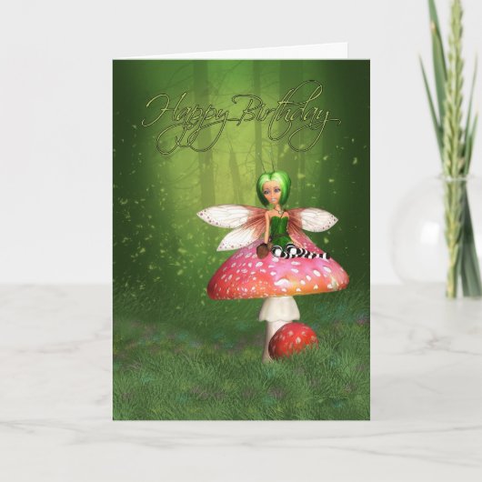 Fairy Birthday Kaart - Woodland Fairy Happy Birthd (Voorkant)