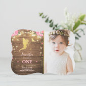 Fairy Birthday Nodig Roze Goud Magisch Whimsical u Kaart (Staand voorkant)