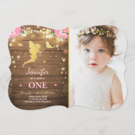 Fairy Birthday Nodig Roze Goud Magisch Whimsical u Kaart
