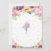 Fairy Birthday Paars Floral Silver Whimsical Kaart (Achterkant)