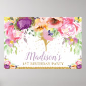 Fairy Birthday Party Backdrop Banner Floral Poster (Voorkant)