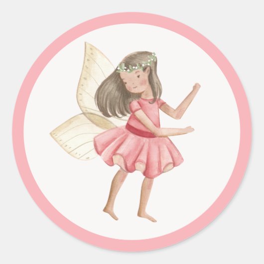 Fairy Birthday Party Favor Ronde Sticker (Voorkant)