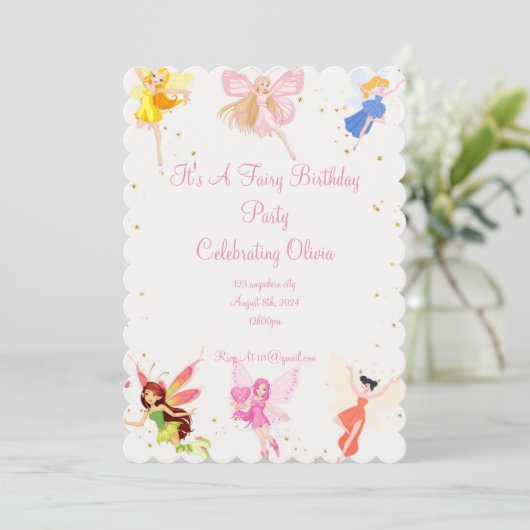 FAIRY BIRTHDAY PARTY FOR GIRLS SAVE THE DATE (Staand voorkant)