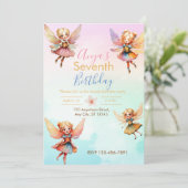 Fairy Birthday Party Invitation Feestdagenkaart (Staand voorkant)